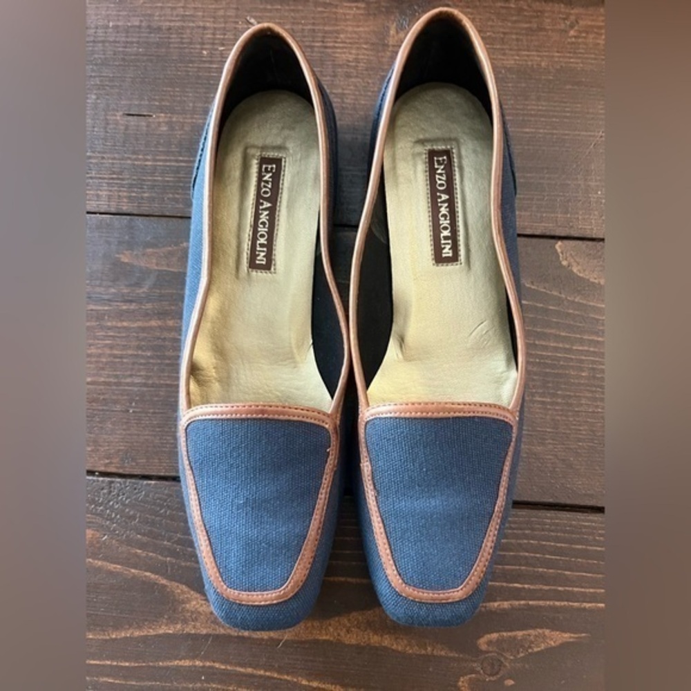 Enzo Angiolini Blue and Brown Loafers Size 8 1/2